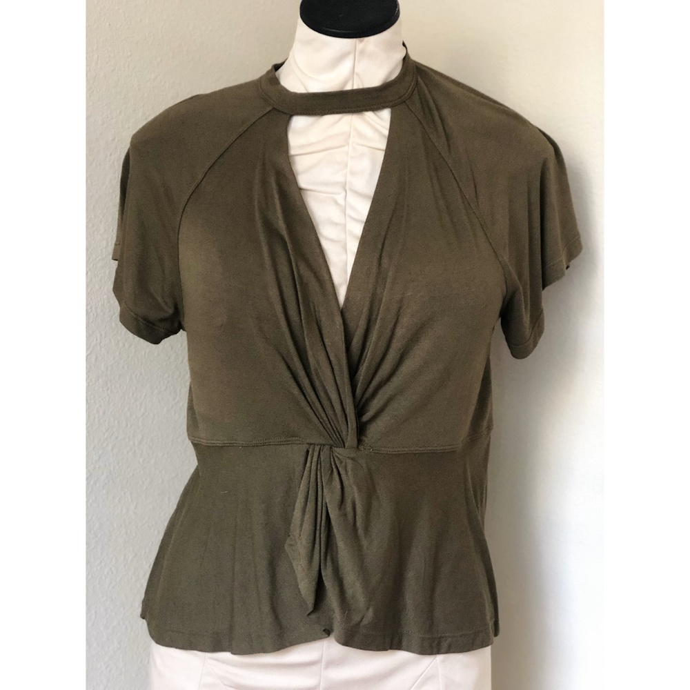 Free People Olive Green Cut Out Top